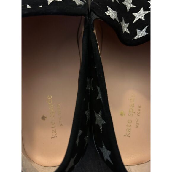 Kate Spade 10 Liberty Metallic Star Slip On Sneaker Black Silver Glitter - Picture 3 of 6